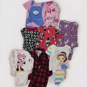 Lot of 8 Pairs Of Girl's PJ's Toddler Size 18mo-2T Pajamas Ms Rachel Minnie +